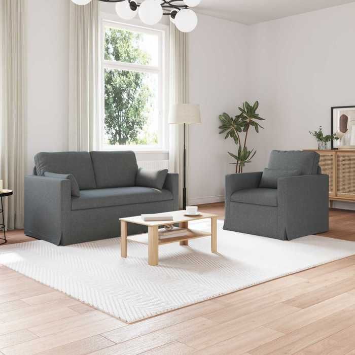NEW 2026 Canapé lot de 2 - Sofa set - 4-6 PERSONNES - Gris foncé 139x78x80 cm L1620