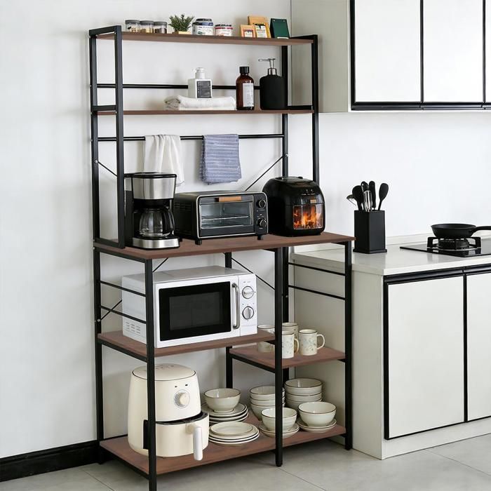 XUANYU.40x90x168cm Meuble Bas Rangement - Étagère pour Machine à Café - Étagères de Stockage pour Four à Micro-Ondes - Marron