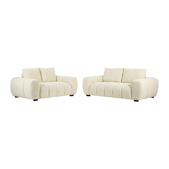 Canapé 2 places et 3 places en tissu texturé beige BERENIA