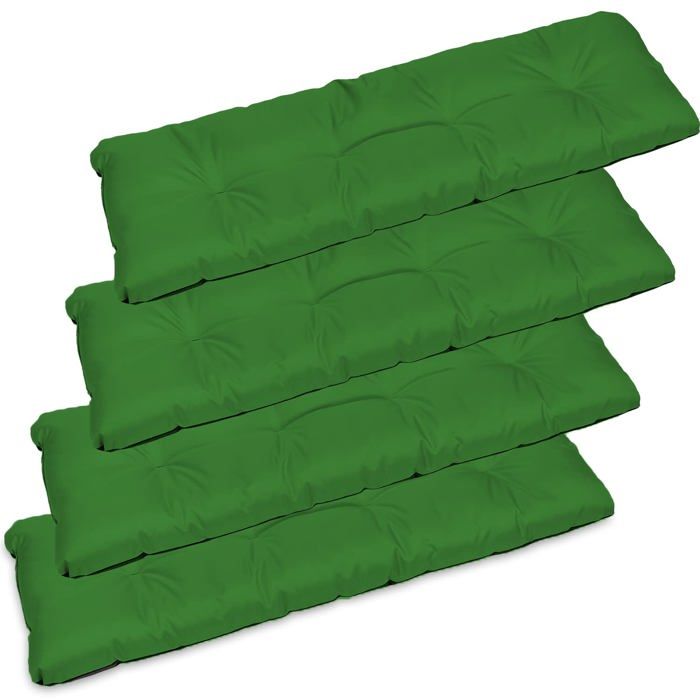 4 x Coussin pour Banc de Jardin - SuperKissen24. - Intérieur/Extérieur - Imperméable - 120x38 cm - Vert