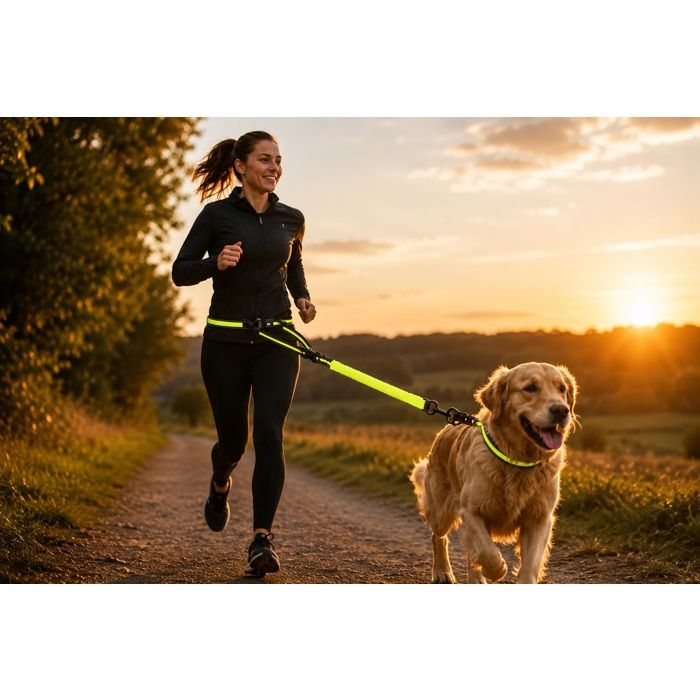 Laisse de jogging mains libres - EDEN - Flitzy - Bande LED visible 300 m - Ceinture réglable 70–160 cm - Élastique anti-chocs Laisse de jogging mains libres - EDEN - Flitzy - Bande LED visible 300 m - Ceinture réglable 70–160 cm - Élastique anti-chocs