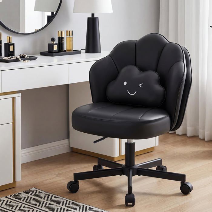 Chaise de bureau - COMHOMA - Chaise Pétale de Bureau - Dossier double couche - Coussin lombaire Nuage - Similicuir PU