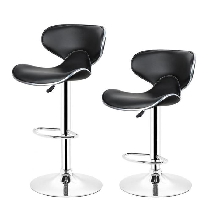 KEDIA Lot de 2 Tabourets de Bar Chaises de Bar Cuisine en Plastique，Chaises de Cuisine Rembourrées avec Dossier Haut noir