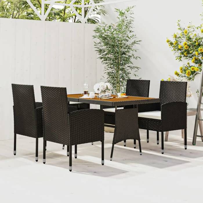 VIDAXL Mobilier à dîner dextérieur (5 pcs) - ANTI-UV - Résine tressée Noir 130x70x72 cm M1539