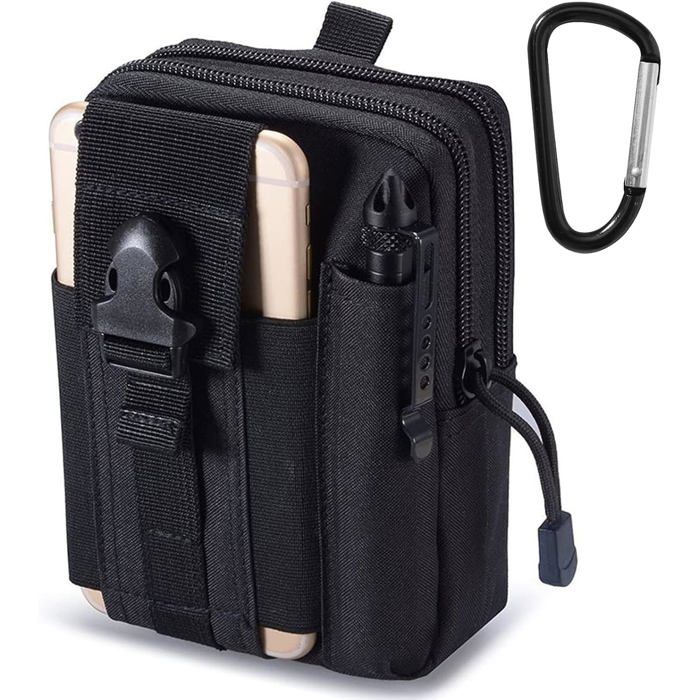 Sac Tactique Ceinture Nylon Sacoche Ceinture Multifonctionnelle Molle EDC Gadget Sac pour Téléphone Camping Randonnée Vélo ...
