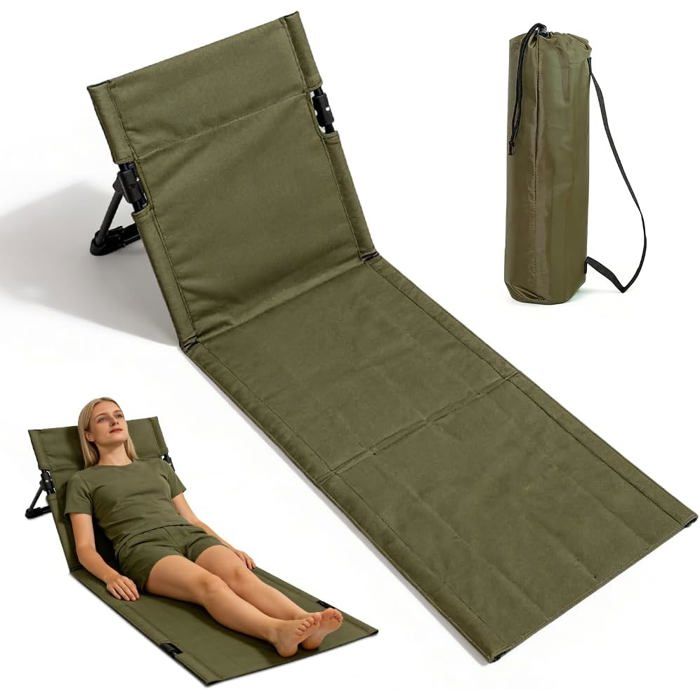 Chaise de sol pliable légère avec dossier coussin dassise et coussin de chaise longue chaise de plage pliable (vert)