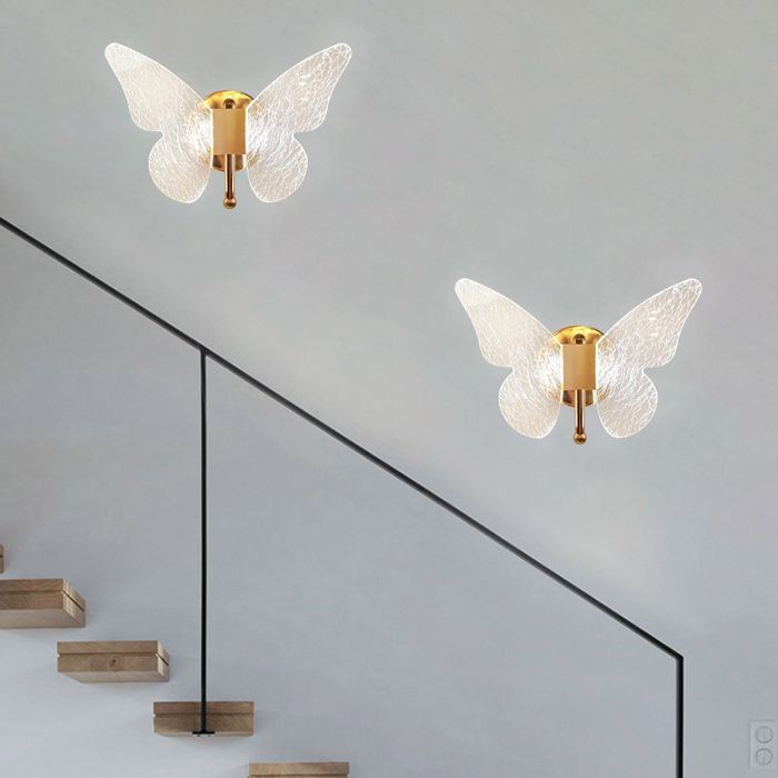 SNOGOLD 2X Applique Murale LED Moderne Lampe Murale Forme Papillon en Acrylique Intérieur Veilleuse Lumière Blanche pour Chambre -C