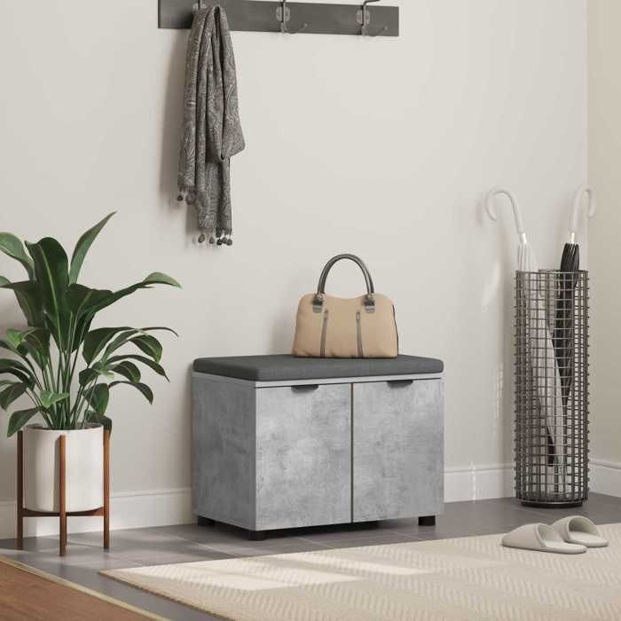 Banquette intérieure moderne vidaXL Banc dentrée avec coussin Gris Béton 60 x 38 x 46 cm(14870）