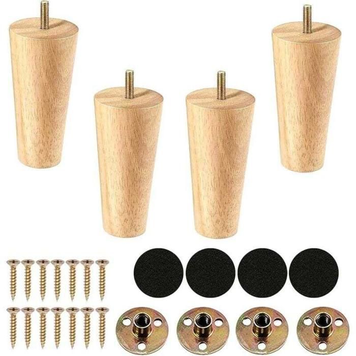 Lot de 4 pieds de meuble en bois 12cm pièce de rechange pour canapé lit fauteuil et armoire style vintage milieu de siècle Lot de 4 pieds de meuble en bois 12cm pièce de rechange pour canapé lit fauteuil et armoire style vintage milieu de siècle