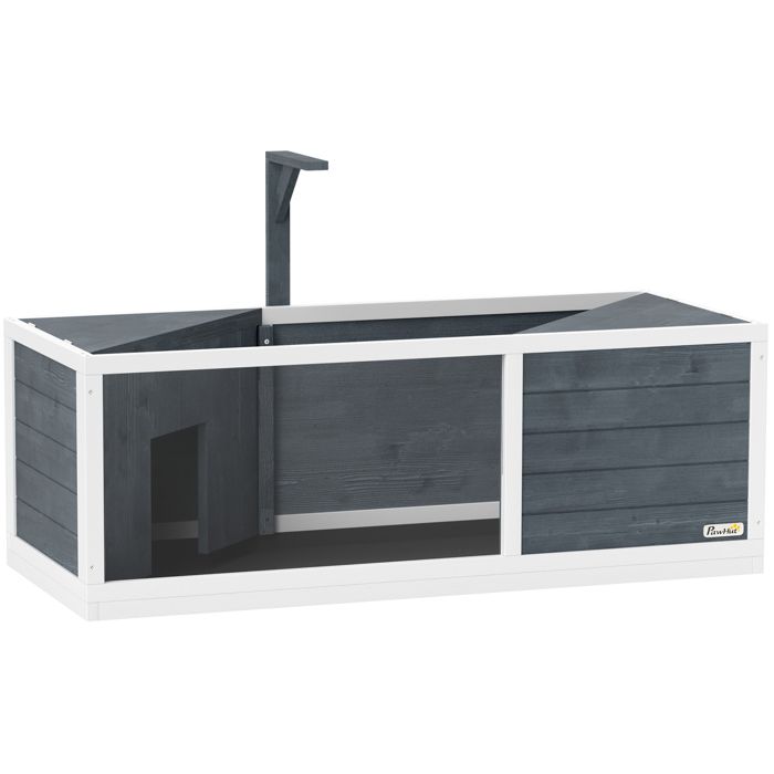 Terrarium pour Tortue Façade Transparente Dessus Ouvrable - TCQPZ - Support de Lampe en Bois Gris 120 × 50 × 40 cm