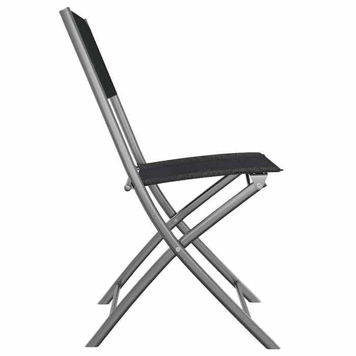 Chaises dextérieur pliables 2 pcs Noir Acier et textilène_2 ans garantie_66434