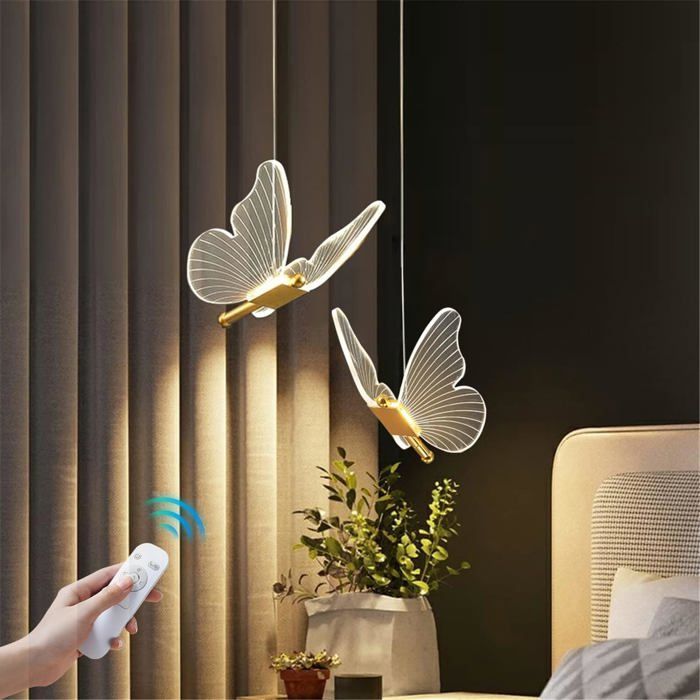 Suspension Luminaire Chambre Lustre Chambre Enfant 12W Lampe Suspension en Papillon Doré avec Télécommande et Contrôle APP Hau
