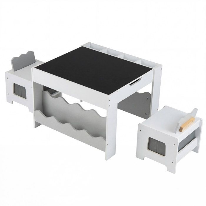Plateau réversible facile à retirer table et chaises enfant 2 en 1 avec rangement tableau noir et surface lisse