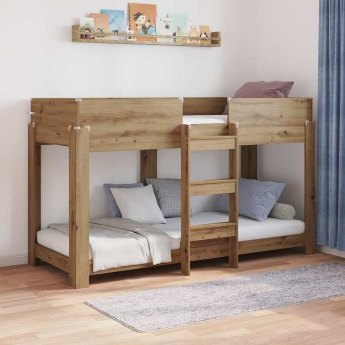 Petit lit simple - Lit Superposé pour Enfants - KONG - 1 personne - Chêne artisanal 75 x 190 cm@56643@