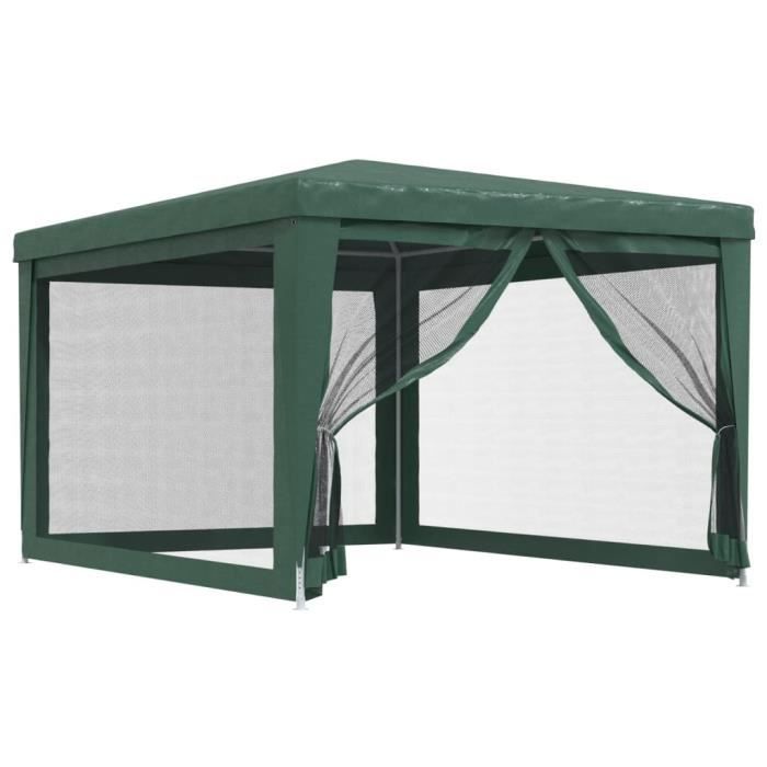 Tente de fête - AKOZON - 3x4 m - Vert - 4 parois latérales en maille - PEHD résistant à leau