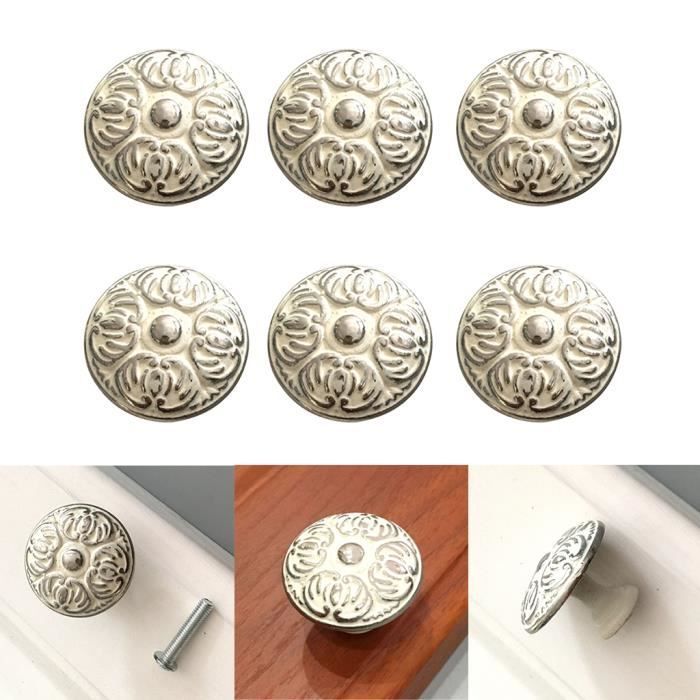 6pcs Bouton De Commode Poignee Bouton De Porte Placard Tiroir Creme Blanc Meubles Accessoires Avec 6 Vis Cdiscount Bricolage