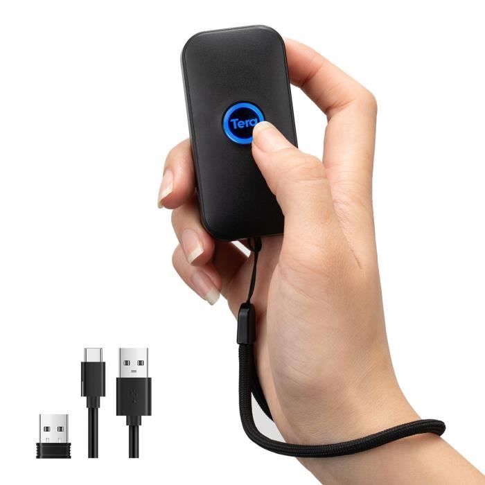 Scanner Code Barre Portable En Forme De Bague - Bluetooth 4.2 Et 2.4G, Rotation 270° - Compatible PC, Smartphone - 1D, Décodage Rapide
