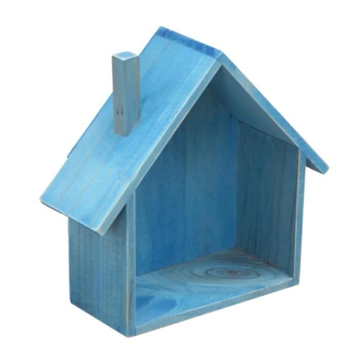 Boîte à Ombres En Bois Forme De Maison – Étagère Présentoir Murale – 25x38 Cm – Marron
