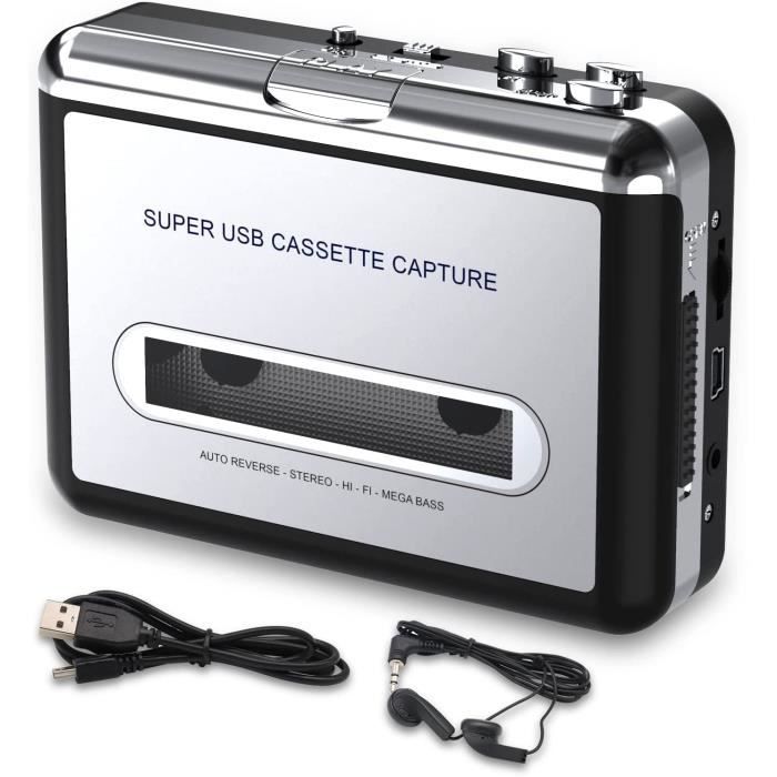Lecteur de Cassette Portable &Baladeur Cassette Audio Bande à MP3