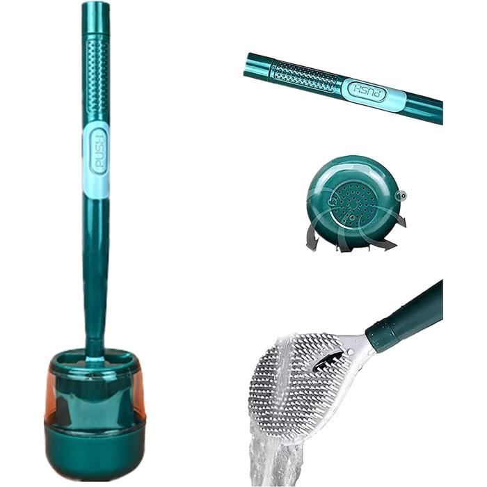 Brosse De Toilette Silicone WENKO Avec Manche Acier Inox - Tête Interchangeable Brillant