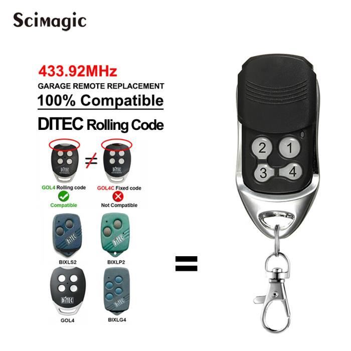 Télécommande de portail de garage,code partenaire DITEC,code roulant ...