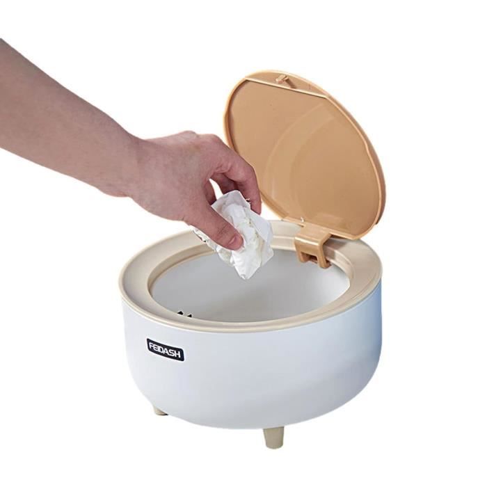 Petite Poubelle De Salle De Bain Avec Couvercles, En Plastique Marbré Et Bois, Petite Poubelle Avec Couvercle Pour Salle De Bain, Corbeille à Déchets Moderne Pour Maison, Intérieur, Hôtel (noir