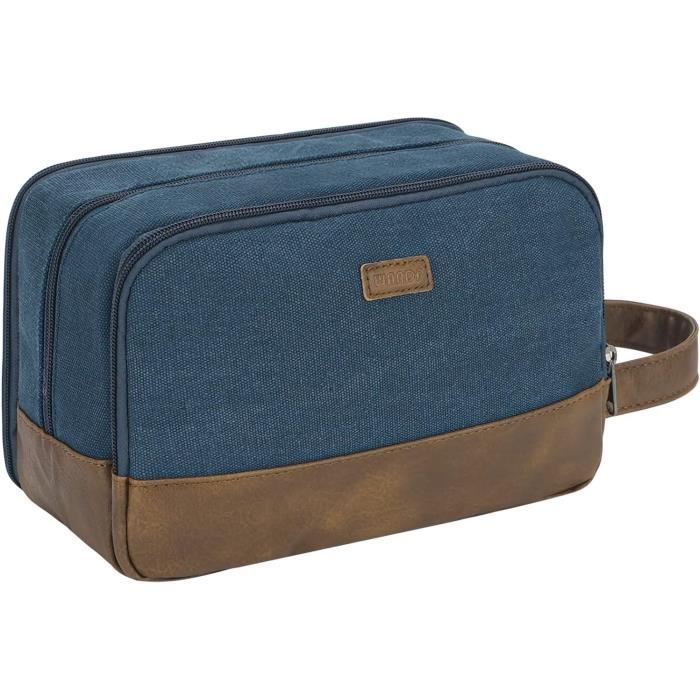 Trousse à Toilette Homme Vintage - Ancien Modèle Marron En PVC Avec Serrure, Occasion, Fabriqué En France