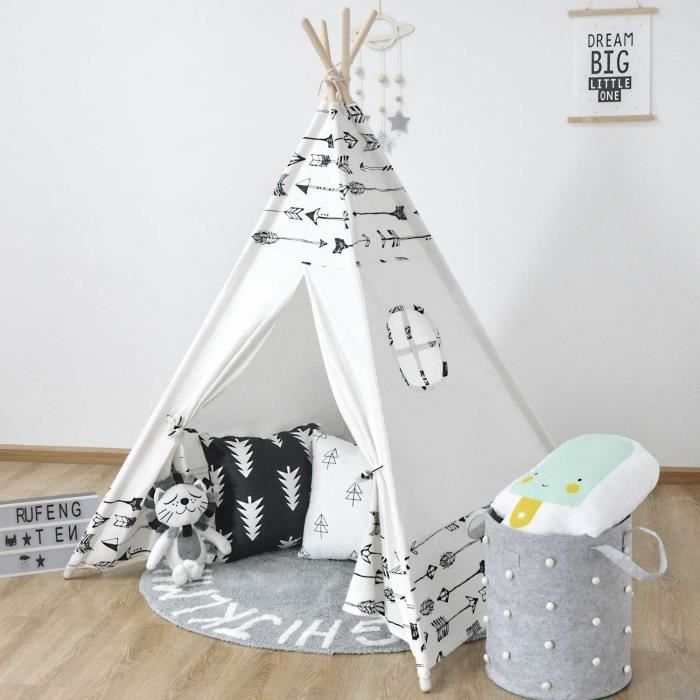 MECHHRE Tipi Enfant Intérieur Avec Décoration Nuage Tente De Jeu Fille  Garçon 100% Coton Toile - Cdiscount Jeux - Jouets