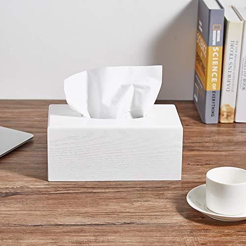 Boîte à Mouchoirs En Bois Rectangulaire Blanche - Distributeur Tissus Pratique Pour Maison Et Bureau