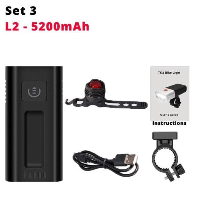 BUCKLOS feu avant et arrière de vélo lumière de chargement USB pour VTT blanc/rouge LED vélo de route voyant d'avertissement de sécurité pièces vtt  18