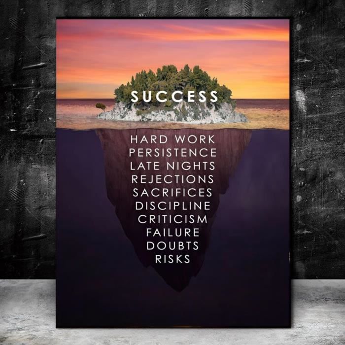 Affiche Murale Nordique Avec Citation De Reussite Ice Mountain Peinture Sur Toile Imprimee Decor 40x60cmx1 No Frame Thjr Cdiscount Maison