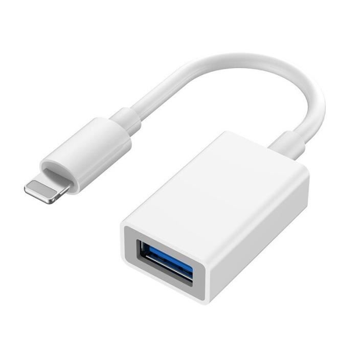 Adaptateur OTG USB 3.0 pour iPhone 12 11 8 XR Pro MAX iPad, câble
