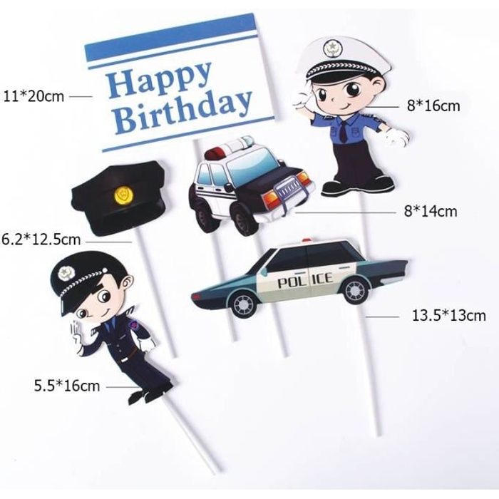1 6 Pieces Policier Anniversaire Decoration De Gateaux Mignon Police Joyeux Anniversaire Gateau Topper Fournitures Pour Garcons Fet Cdiscount Maison