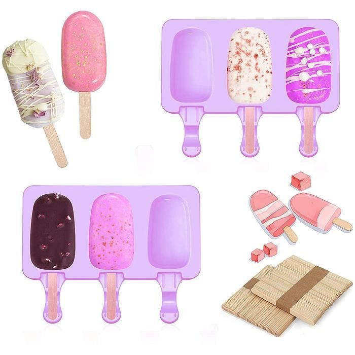 6 Moules à Glace En Silicone - Formes Animaux Mignons - Avec Bâtonnets - Parfait Pour Enfants Et DIY Glacés Maison