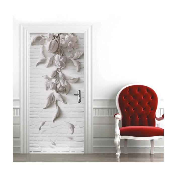 Sticker Porte 3D Minimaliste Moderne – Autocollant Décoration Murale Imperméable 80x200 Cm, Effet Bois Ou Design Élégant