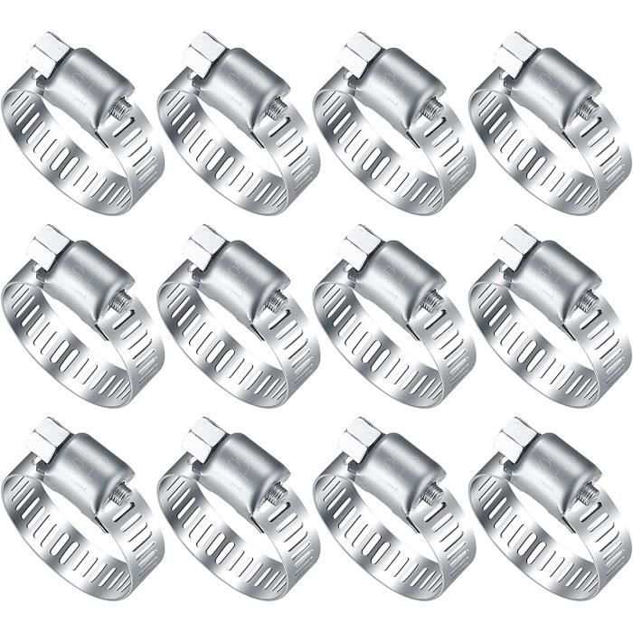 CSPARKV 4pcs Collier De Serrage Tuyau 48-51mm, 22 Mm De Large Collier Echappement Moto, Collier D'échappement Inox, Réglable T-collier De Serrage Métallique, Colliers Soufflet Cardan Pour Tuyaux Et Tu