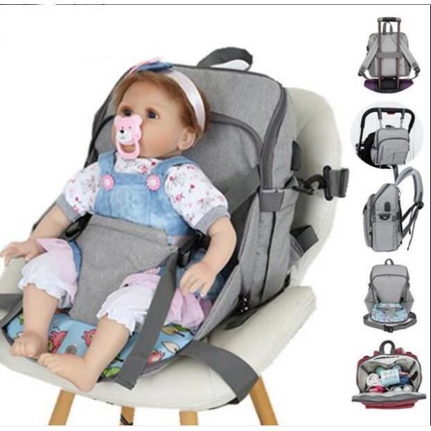 gris Baby Sac /à langer imperm/éable pour b/éb/é avec bandouli/ère r/églable Sac /à langer avec matelas /à langer Grande capacit/é