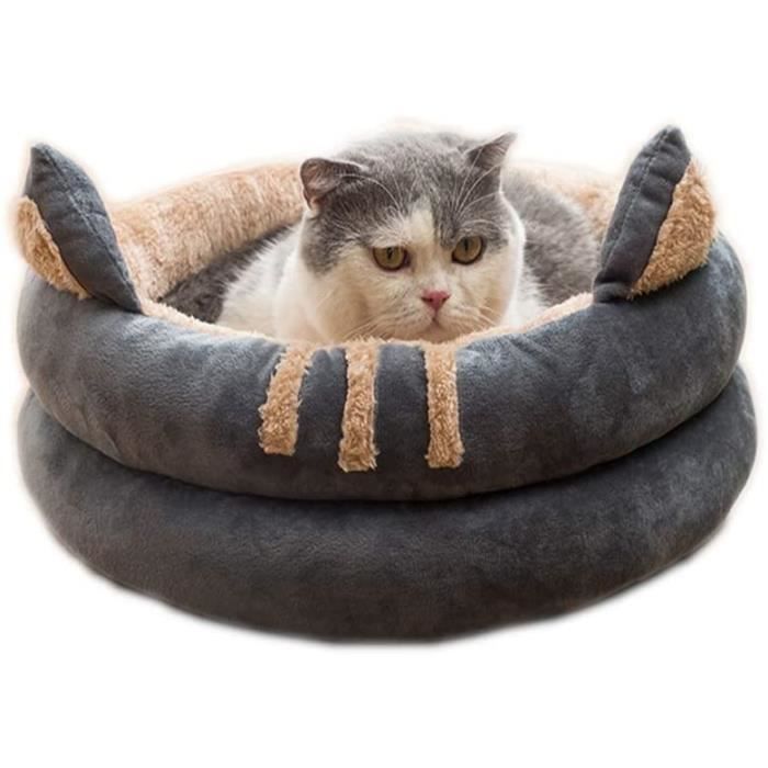 Panier Pour Chat Doux Et Confortable 61x51 Cm - Convertible En Nid Ou Tapis - Lavable En Machine - Gris