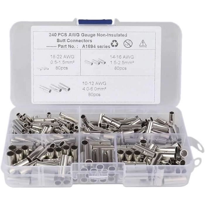 Kit 100 Cosses Électriques Non Isolées à Sertir 0,25-10 Mm² - Cuivre Pur