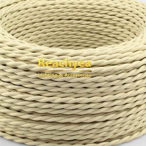 Câble Textile Beige - 25 Mètres, Coton Uni - Pour Éclairage Suspendu, Décoration - 12