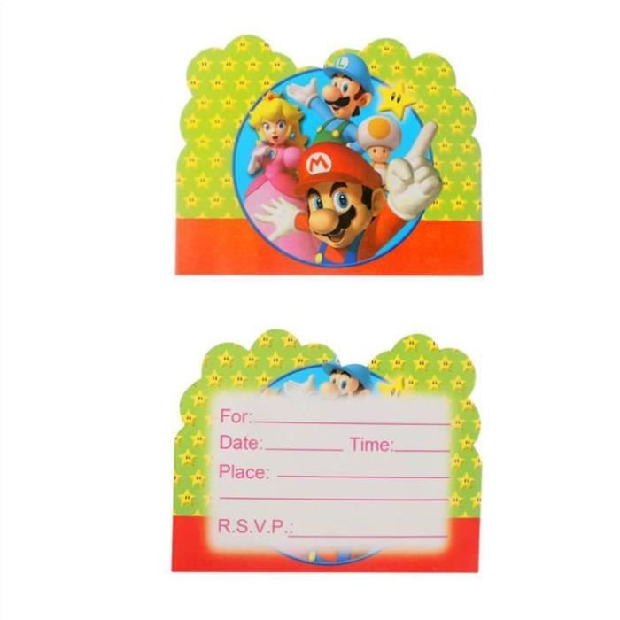 Correspondance,Carte d'invitation thème Super Mario 10 pièces