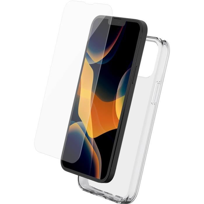 Pack Coque souple Transparente + Protège-écran Plat en Verre trempé pour iPhone 13 Pro Max Bigben