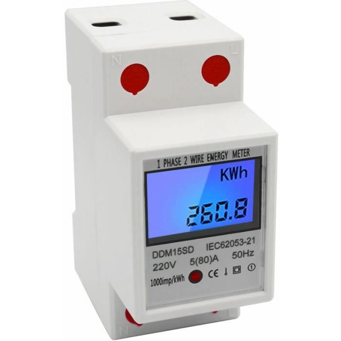 Compteur D'énergie Monophasé DDSU666 220V 5(60)A - Neuf, Pour Rail DIN, Installation Facile
