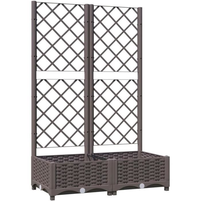 Jardinière Extérieur 80L Marron Clair - Bac à Fleurs Surélevé En PP - 80x36x35 Cm