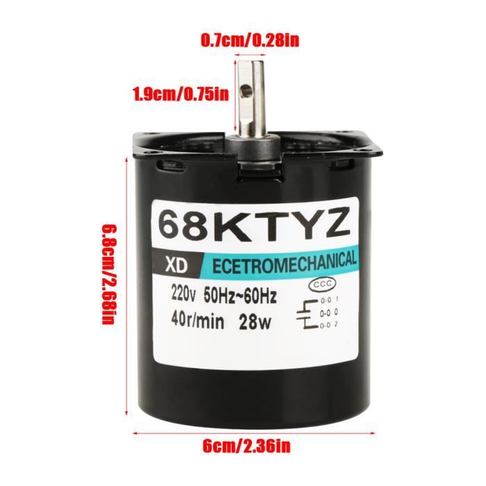 Moteur Synchrone 68KTYZ 220V 28W - Vitesse Lente 5-80 RPM, Couple élevé, Pour Tourne-disque, Automations