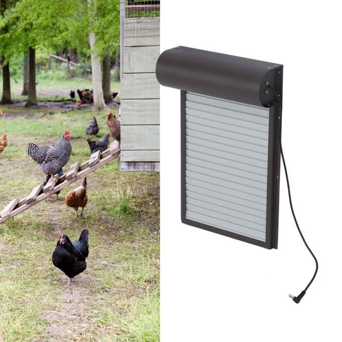 Comparer les prix de Ouvre-porte automatique de poulailler à piles avec minuterie pour canard oie 100‑240V marron (prise EU)