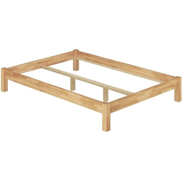 Lit adulte style futon en hêtre naturel 180x200 structure de lit sans literie 60.84-18oR Lit adulte style futon en hêtre naturel 180x200 structure de lit sans literie 60.84-18oR