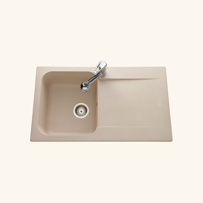 Évier résine beige moucheté Ewi ZIGGY 1 bac 1 égouttoir 500x860