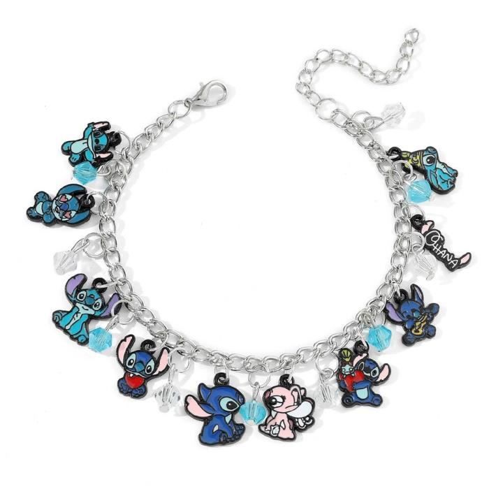 Lilo stitch Bracelet à breloques réglable, en Alliage, 19cm pour Fille et  Les Adolescents, Fête d'anniversaire Habillage Accessoire : : Mode