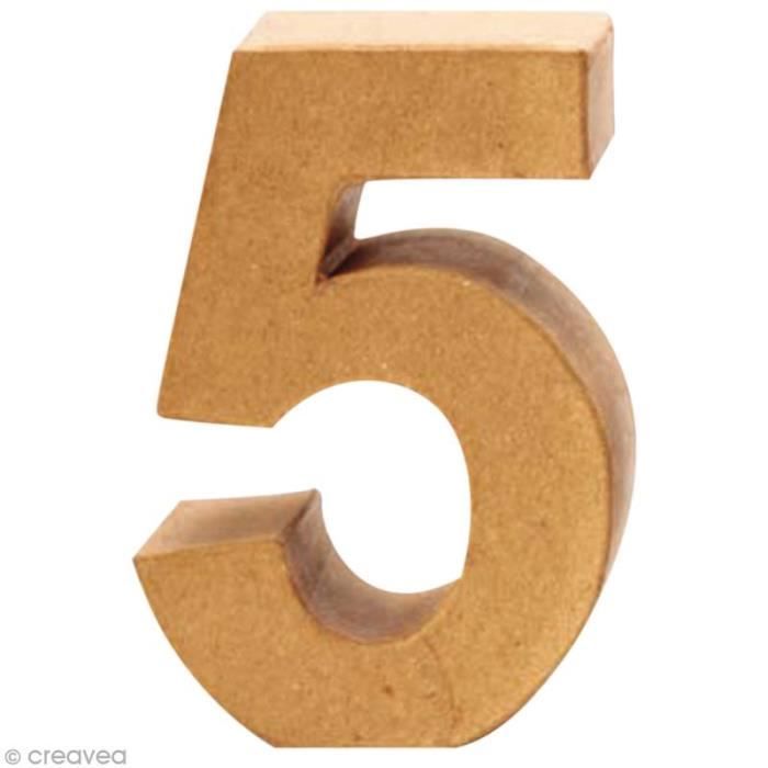 Chiffre en carton 5 qui tient debout 17,5 x 12 cm Chiffre en carton à
